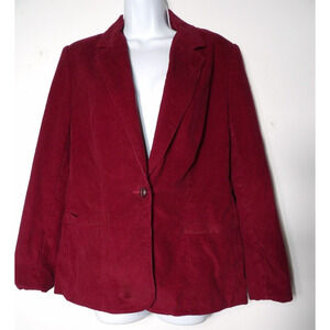 Paul Shaw Womens 12 Corduroy Blazer Burgundy Single Button Vintage